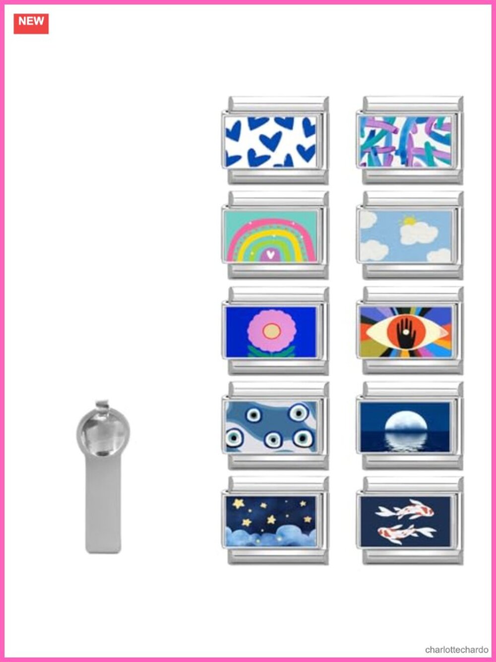 10pc Italian Style Charms Stainless Steel Enameled 9mm Modular Bracelet DIY